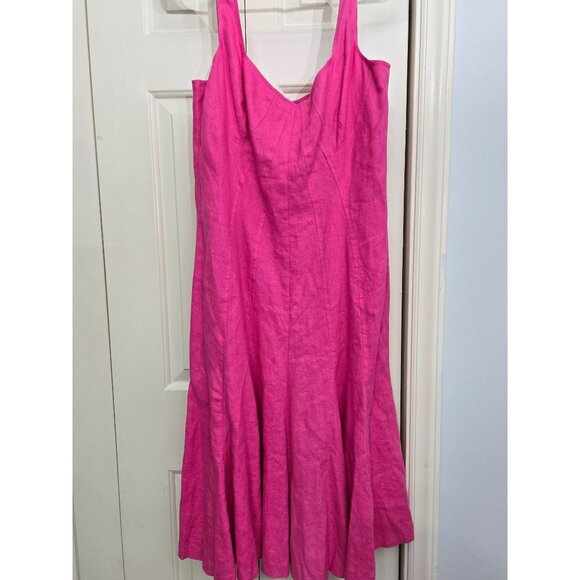 Lauren Ralph Lauren Pink Linen Sleeveless Flare Dress Size 6 With Back Zipper Cl - Picture 1 of 8